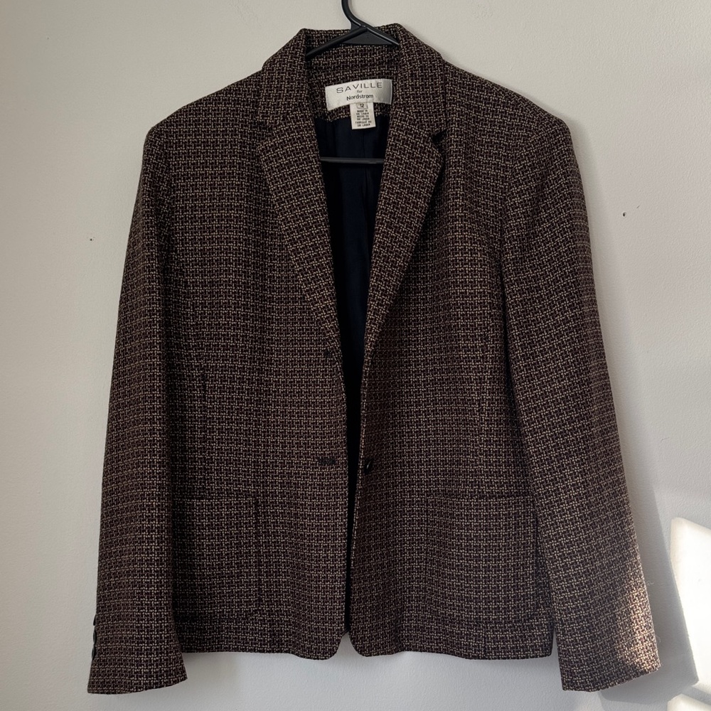 Vintage Seville for Nordstrom wool black and tan blazer